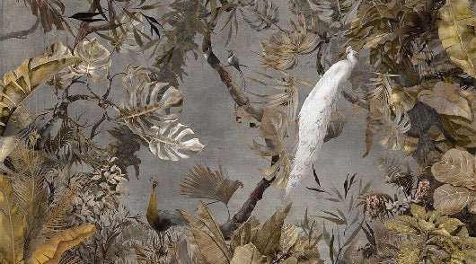 Panorama-Tapete Pfau Imperial White