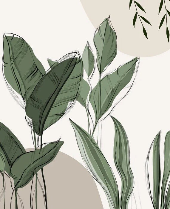 Panorama-Tapete Vegetal Graphic Taupe