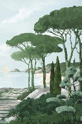 Papier peint balade dans les calanques vert, XXL, tendance