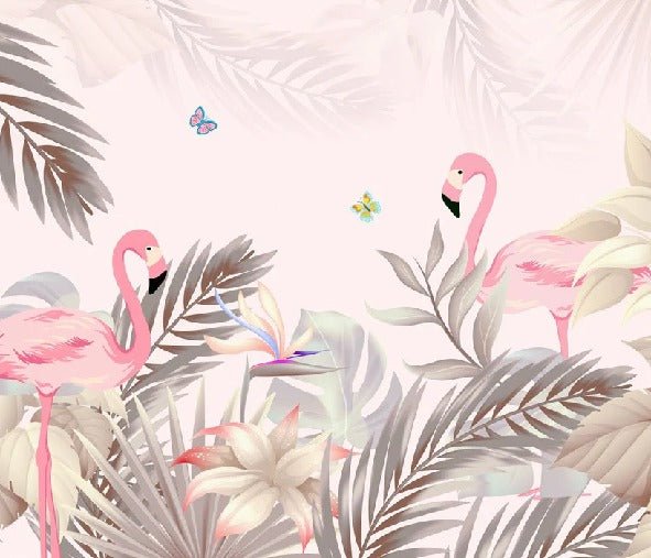 Tapete Palme & Rosa Flamingo