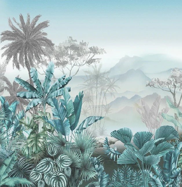 Papier peint tendance tropical bleu, XXL, tendance