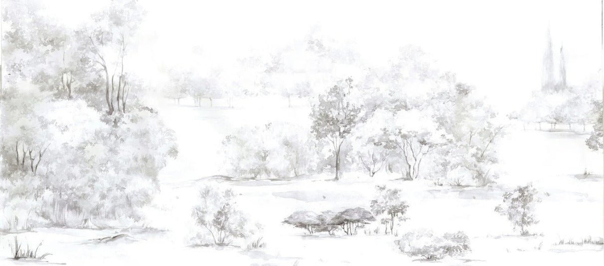 Tapete Kiefernwald Aquarell