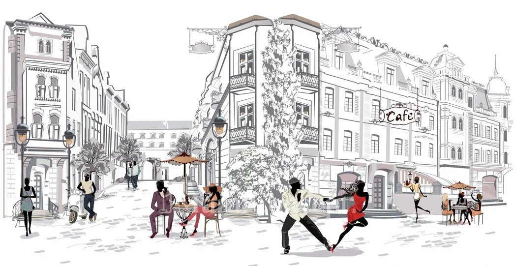 Papier peint restaurant balade parisienne, XXL, tendance