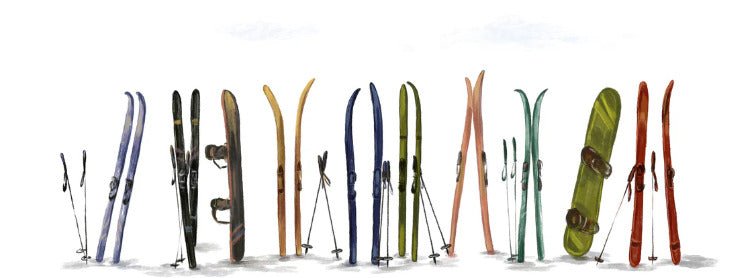 Panorama-Tapete Skier bunt