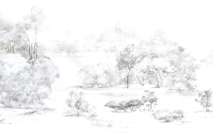 Tapete Kiefernwald Aquarell