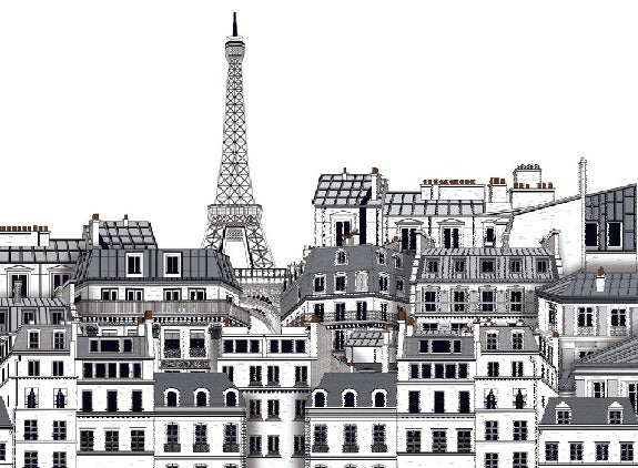 Tapete Büro die Dächer von Paris