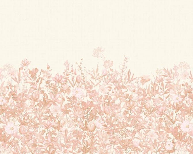 Tapete Blumen mit sepiafarbenem Pinsel