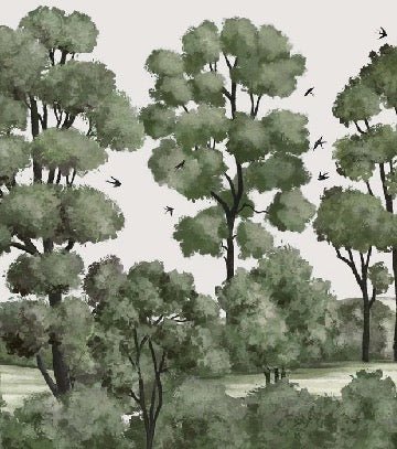 Papier peint paysage rivière forêt vert, XXL, tendance
