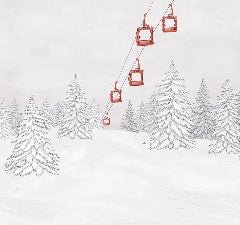 Papier peint montagne télécabine rouge, XXL, tendance