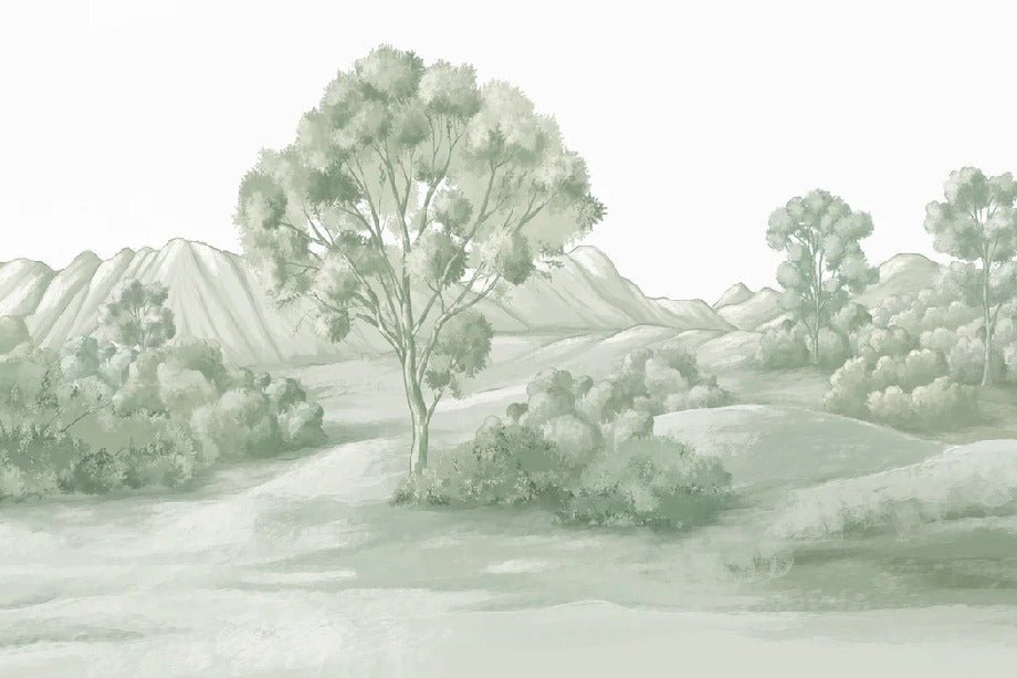 Papier peint paysage poétique vert, XXL, tendance