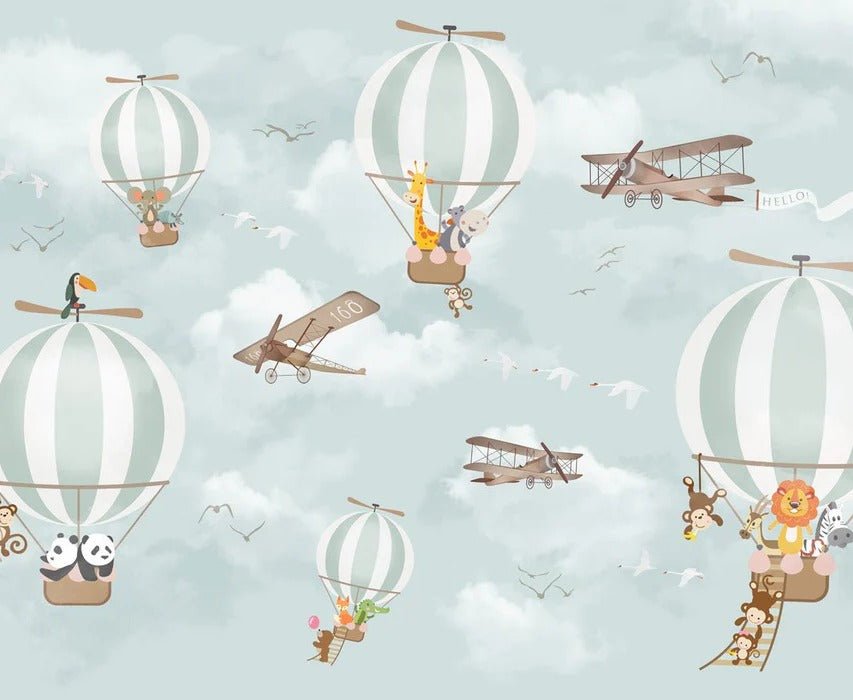 Tapete Tiere im Heißluftballon