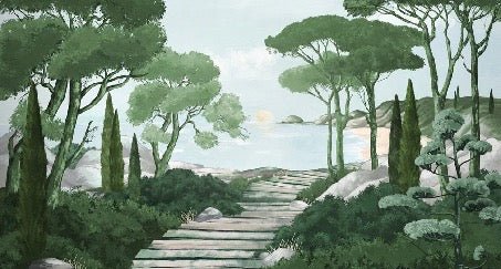 Papier peint balade dans les calanques vert, XXL, tendance