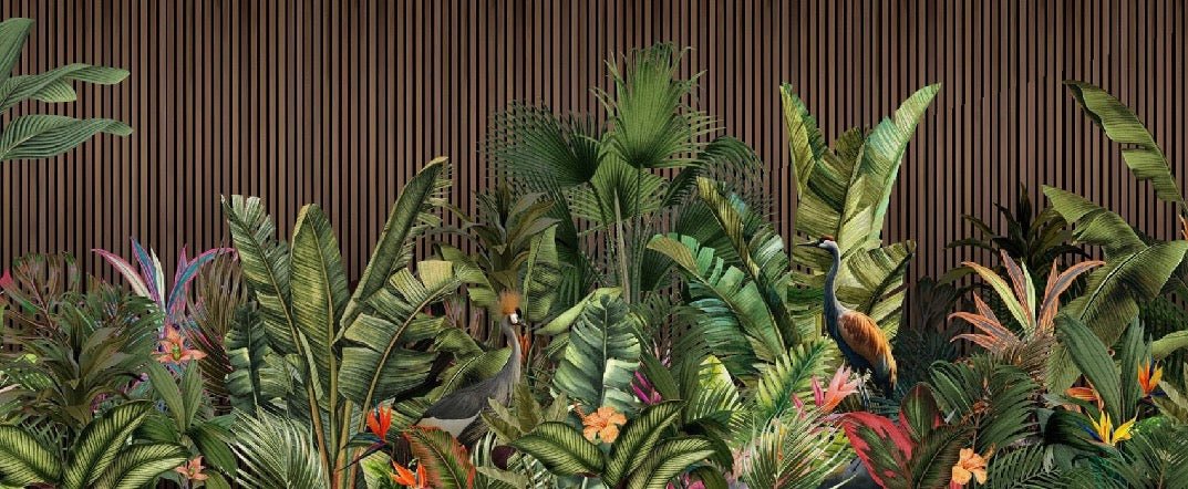Papier peint panoramique tasseau végétal, XXL, tendance