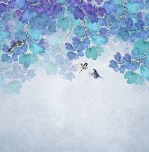 Tapete Blatt blau