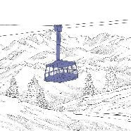 Papier peint La Plagne télécabine bleu, XXL, tendance