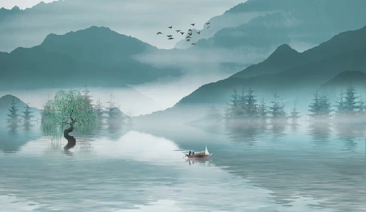 Papier peint entre montagne et lac, XXL, tendance