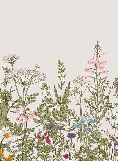 Tapete Botanische Blume Folk Romantik