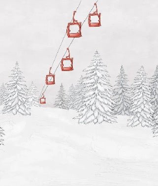 Papier peint montagne télécabine rouge, XXL, tendance