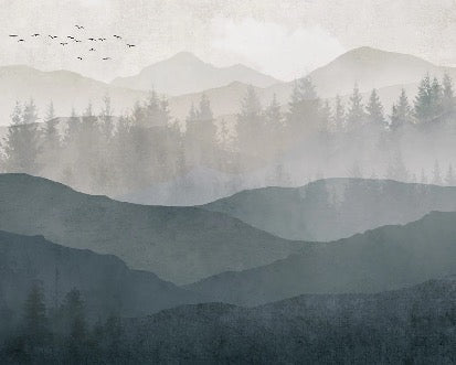 Papier peint salle de bain panorama nature noir et blanc, XXL, tendance