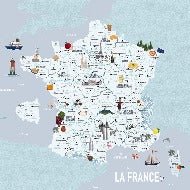 Tapete Karte von Frankreich Kind blau