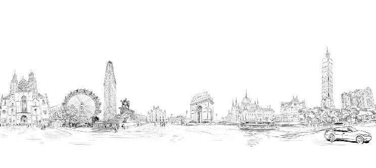 Papier peint noir et blanc monument du monde, XXL, tendance