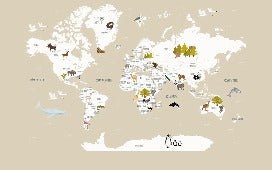 Papier peint Carte du monde en Francais enfant beige, XXL, tendance