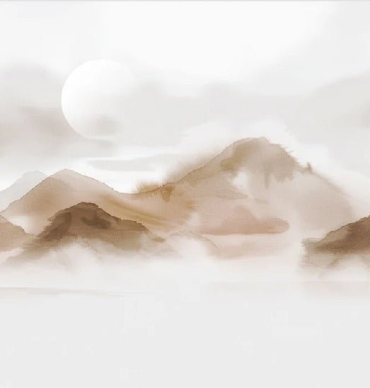 Papier peint montagnes voilées – Lueur sépia, XXL, tendance