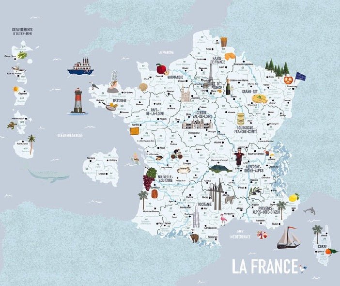 Tapete Karte von Frankreich Kind blau