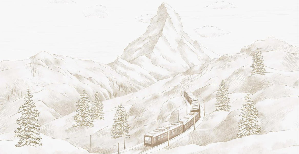 Papier peint panoramique Mont Cervin sépia, XXL, tendance