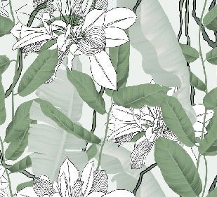 Tapete Badezimmer Laub Natur grün Blume NB