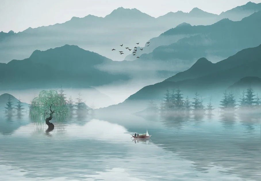 Tapete zwischen Berg und See