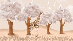 Tapete Kinderzimmer Giraffe in der Savanne