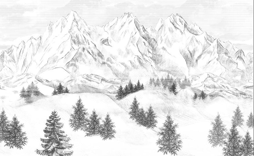 Papier peint montagne sommets de Chamonix, XXL, tendance