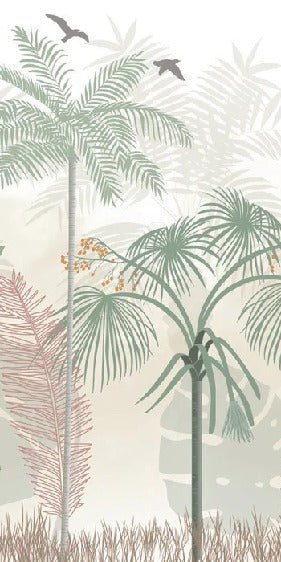 Papier peint panoramique jungle pastel, XXL, tendance