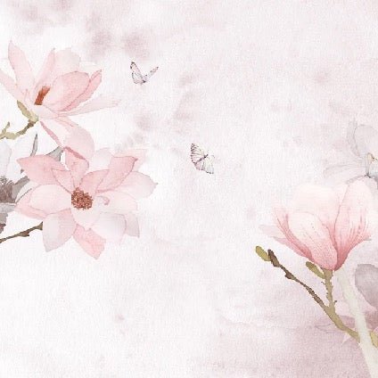 Aquarelltapete Magnolie rosa