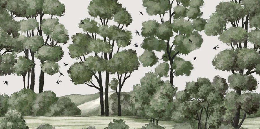 Tapete Landschaft Fluss Wald grün