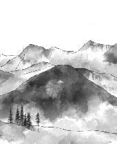 Tapete Bergkette der Aravis schwarz und weiß