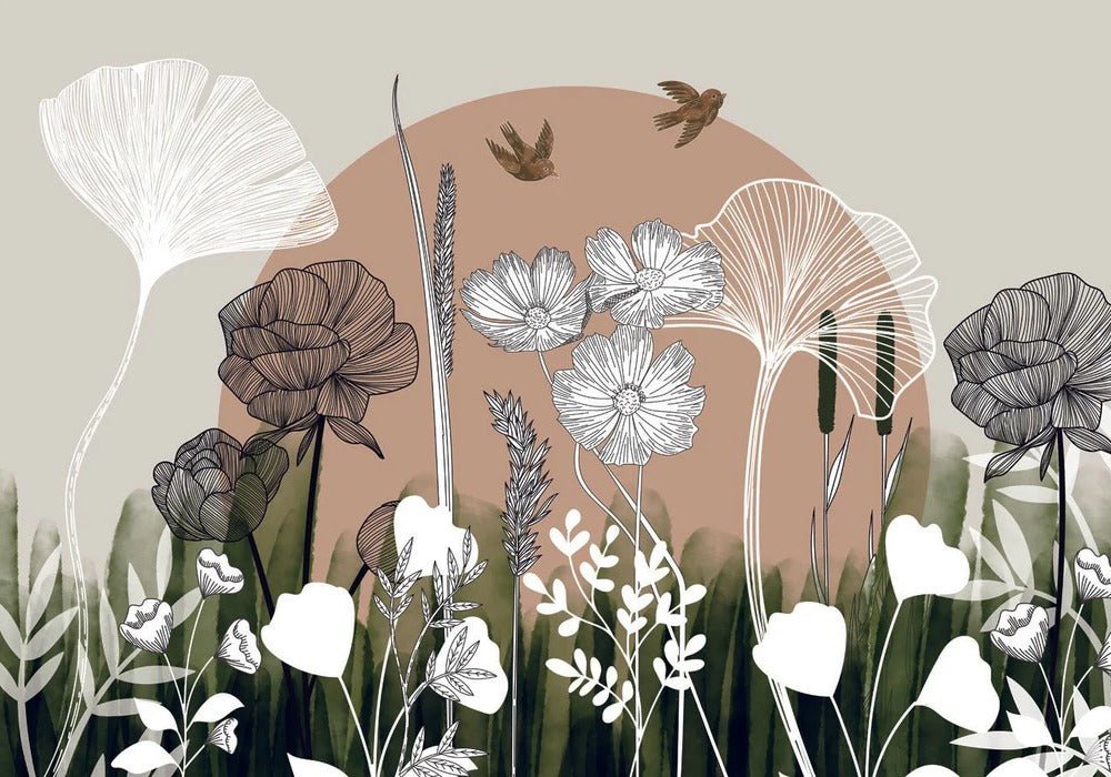 Panorama-Tapete Blumenillustration