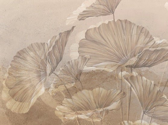 Panorama-Tapete Lotus Sepia