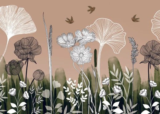 Panorama-Tapete floral addict