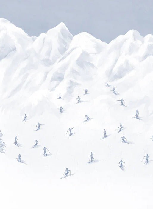 Tapete Berg Skifahrer blau