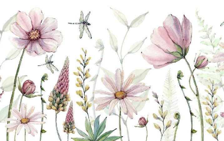 Papier peint fleurs et libellules, XXL, tendance