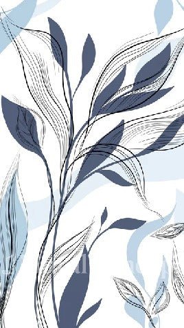 Papier peint fleur graphique bleu, XXL, tendance