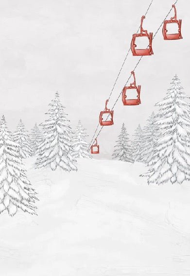 Papier peint montagne télécabine rouge, XXL, tendance