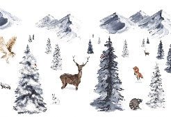 Kindertapete Tiere im Schnee