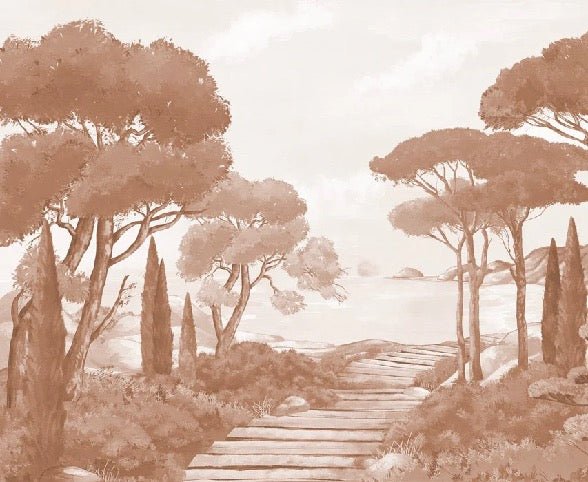 Papier peint balade dans les calanques terracotta, XXL, tendance