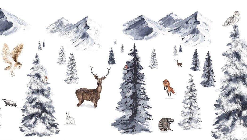 Kindertapete Tiere im Schnee