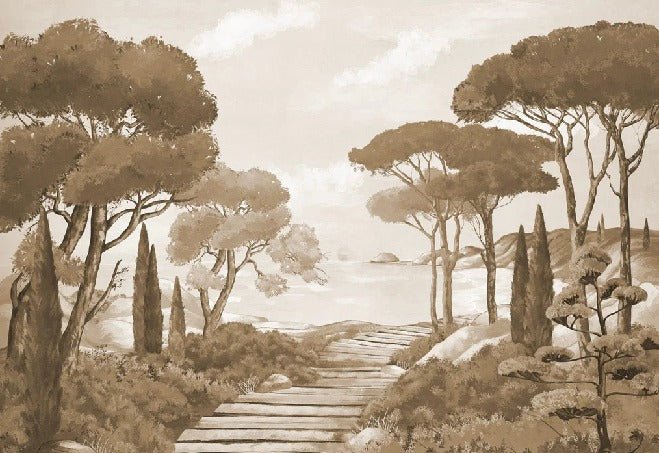 Papier peint balade dans les calanques monochrome, XXL, tendance