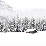 Papier peint panoramique chalet en montagne, XXL, tendance
