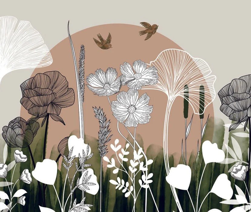 Panorama-Tapete Blumenillustration